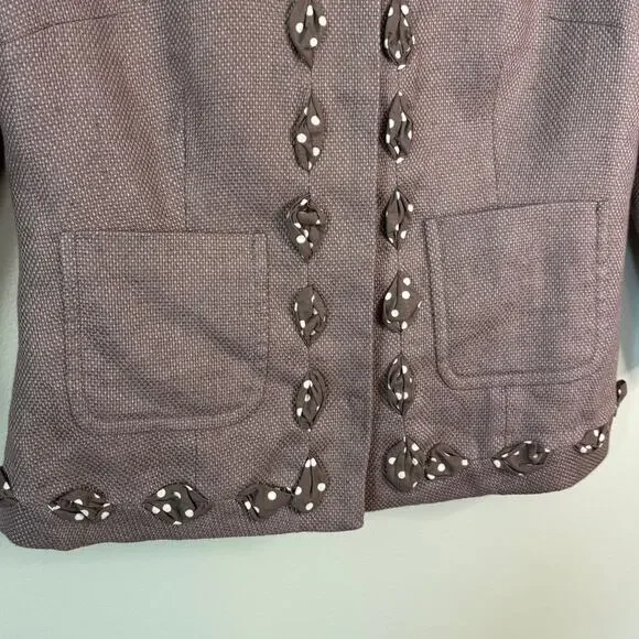 Boden Linen Blend Blazer, Size 4 Peter Pan Polka Dot - Picture 2 of 10